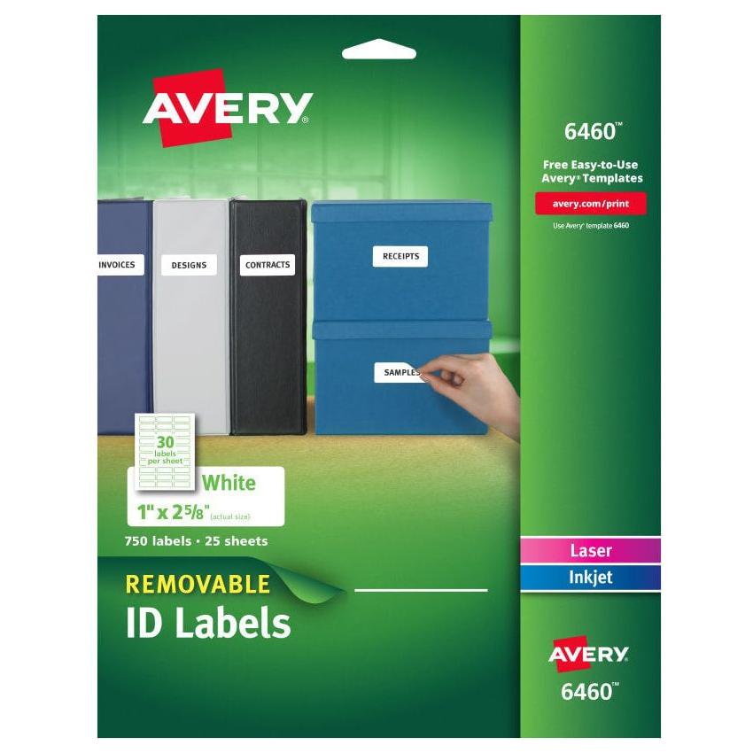 MULTIUSE REMOVABLE LABELS WHITE 1" X 2-5/8" PQ.750