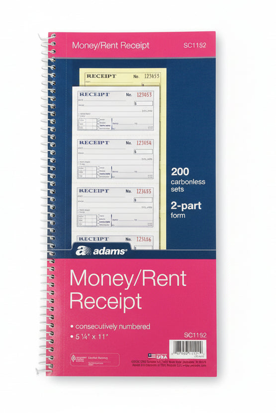 Money Rent Receipt Book | NCR | 2pt |200 Set |5"x11"