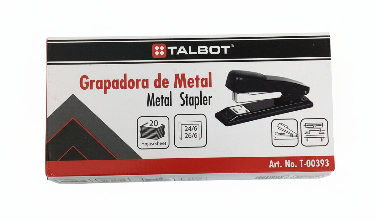 Grapadora clásica de metal de media tira.