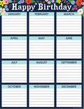Wildflowers Happy Birthday Chart