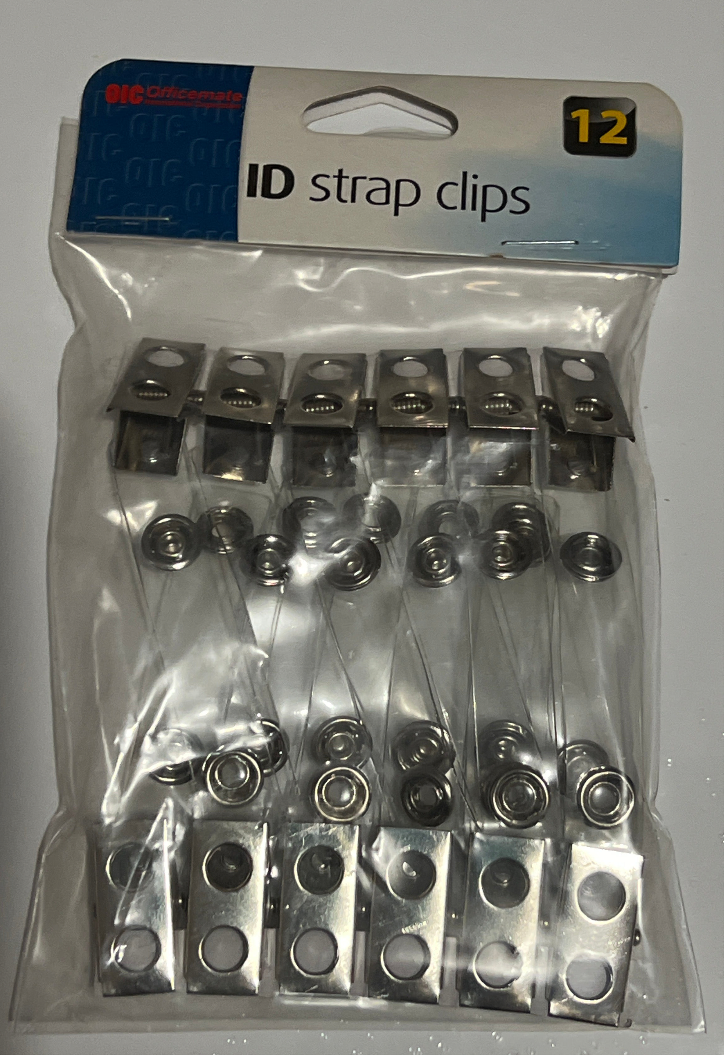 ID BADGES CLIPS W/SNAP STRAP PQT.12