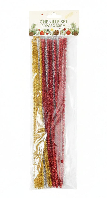 Glitter Chenille | Red , Silver , Gold | 30pcs