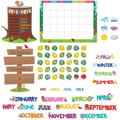 Woodland Friends Calendar Set Bulletin Board