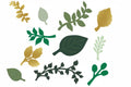 GREEN AND GOLD PAPER LEAVES 40PCS ASST SIZES/COLOR