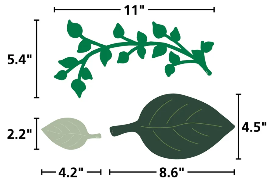 GREEN AND GOLD PAPER LEAVES 40PCS ASST SIZES/COLOR