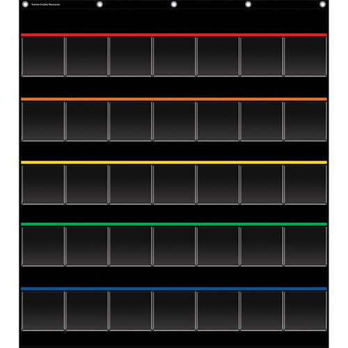 BLACK STORAGE POCKET CHART 35 CLEAR POCKETS
