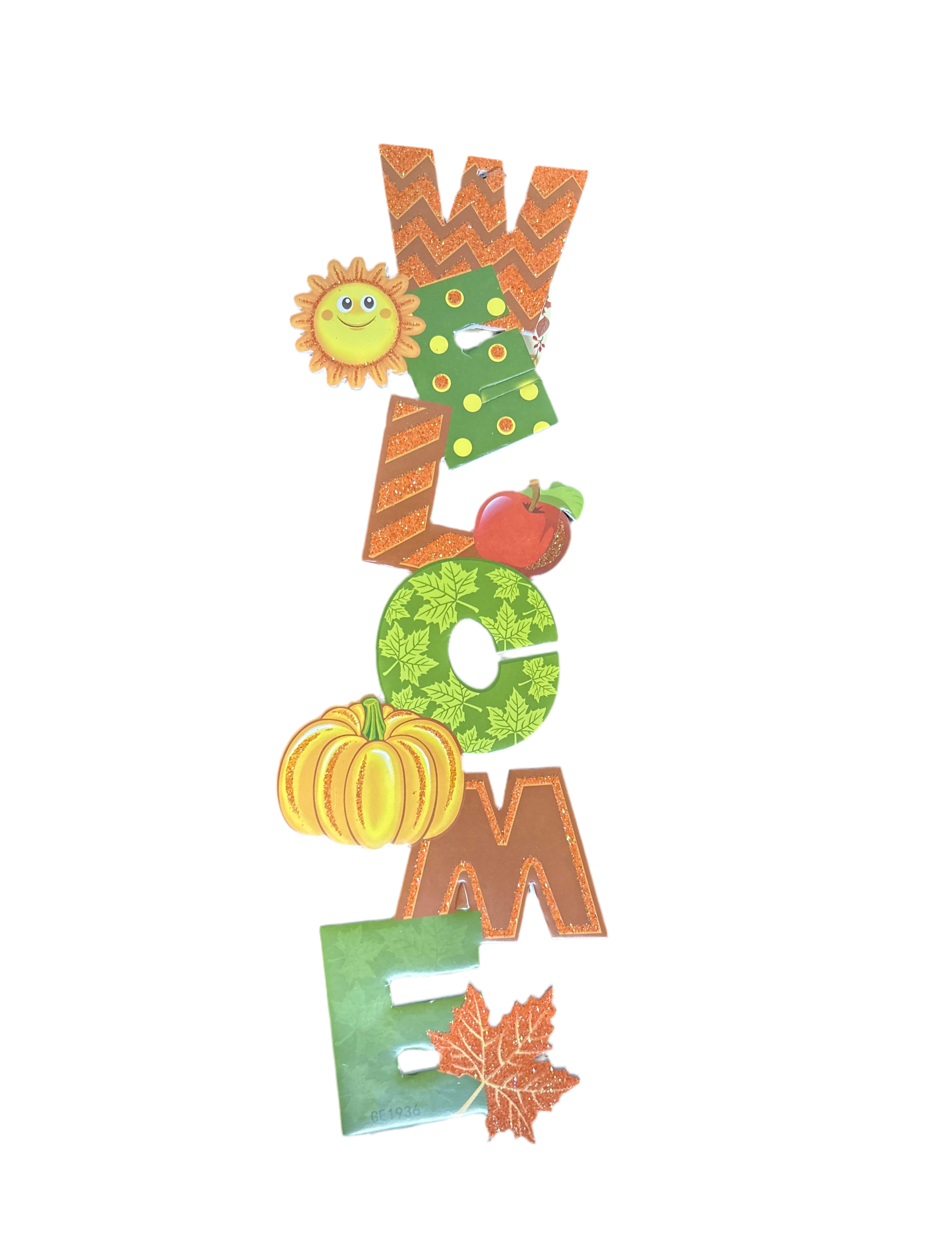 FALL WELCOME PLAQUE FOAM 14.5X42CM