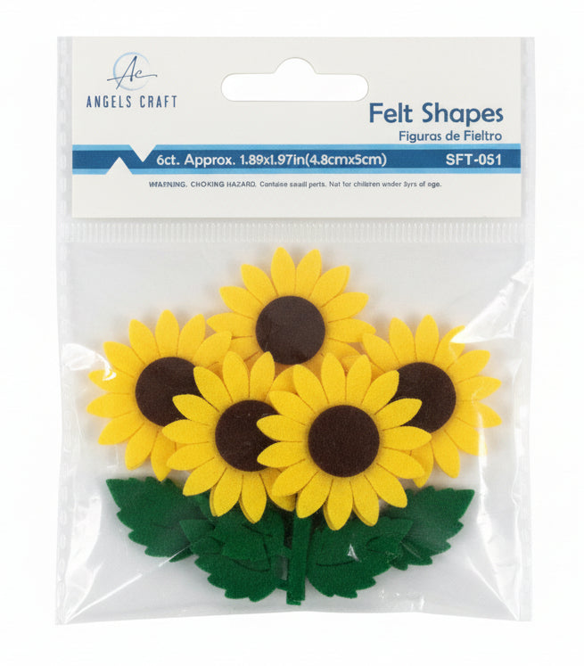Felt Sun Flower |  1.89"x1.97" | 6ct.