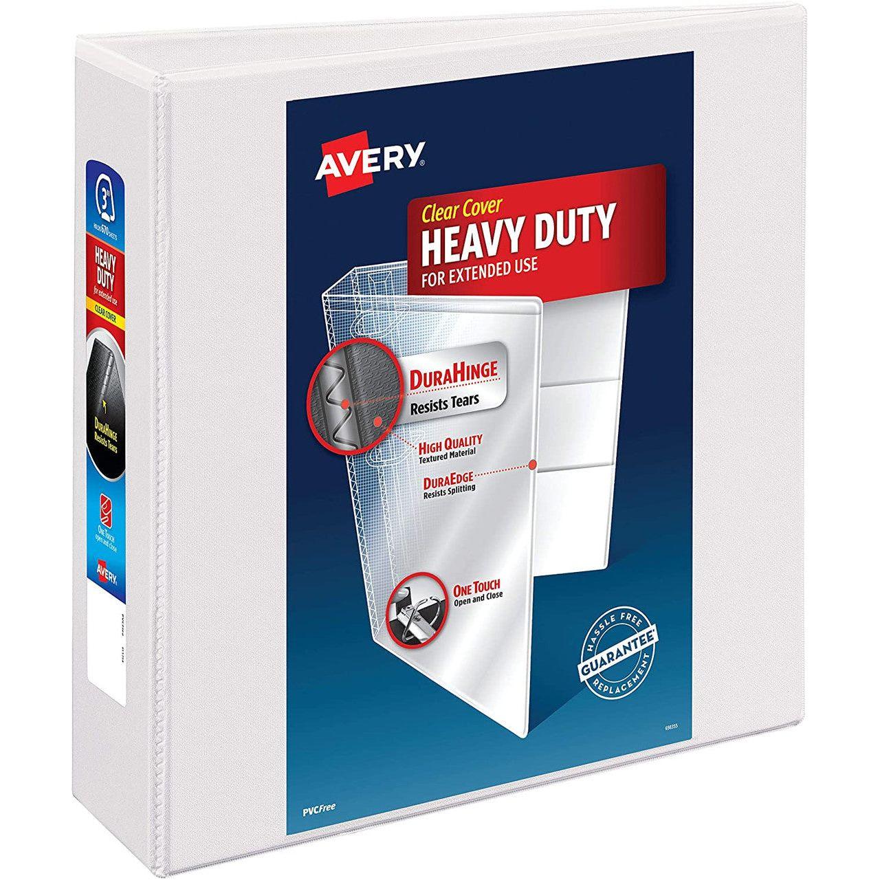 Heavy-Duty View Binder D-Ring 3" White