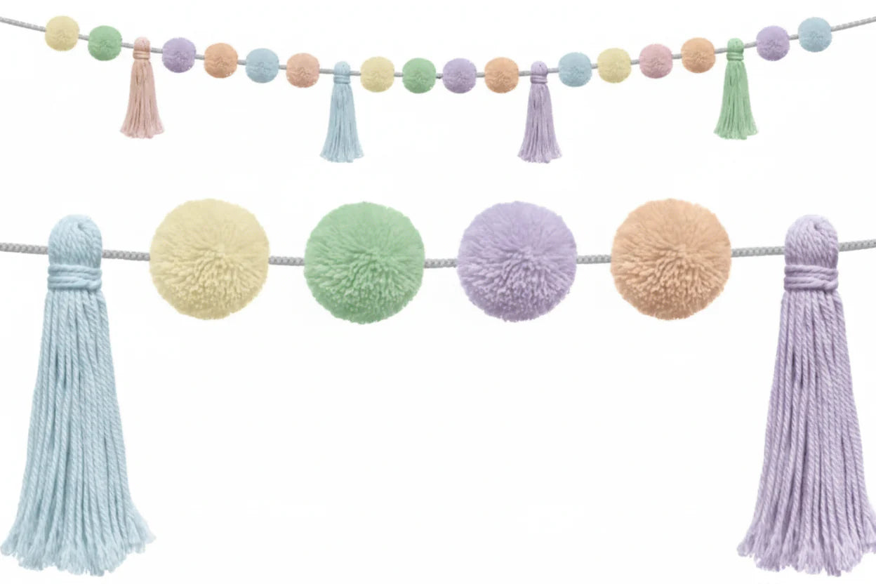 Pastel Pop Pom-Poms and Tassels Garland