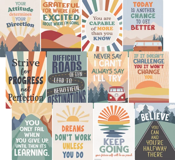 MOVING MOUNTAINS ROAD TRIP POSITIVE SAYINGS SMALL 12 PCS