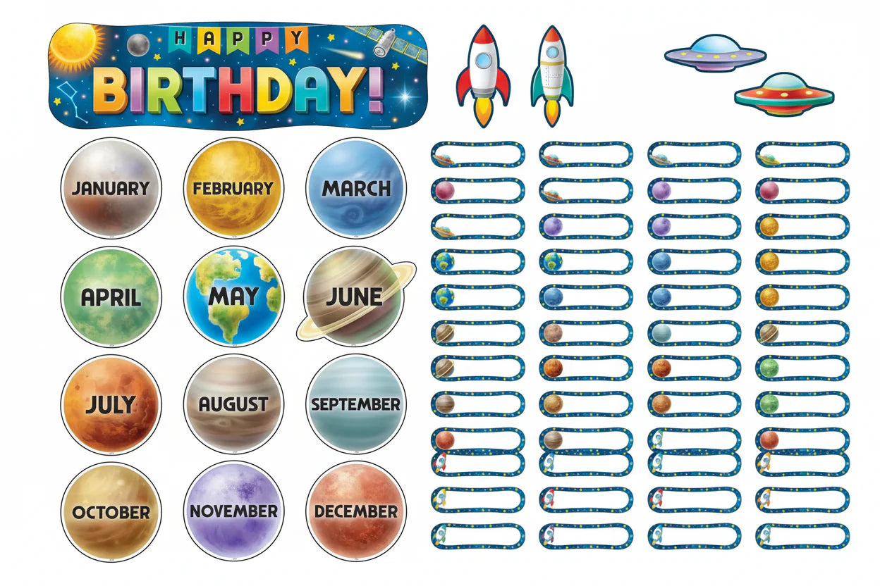 Outer Space Crew Happy Birthday Mini Bulletin Board