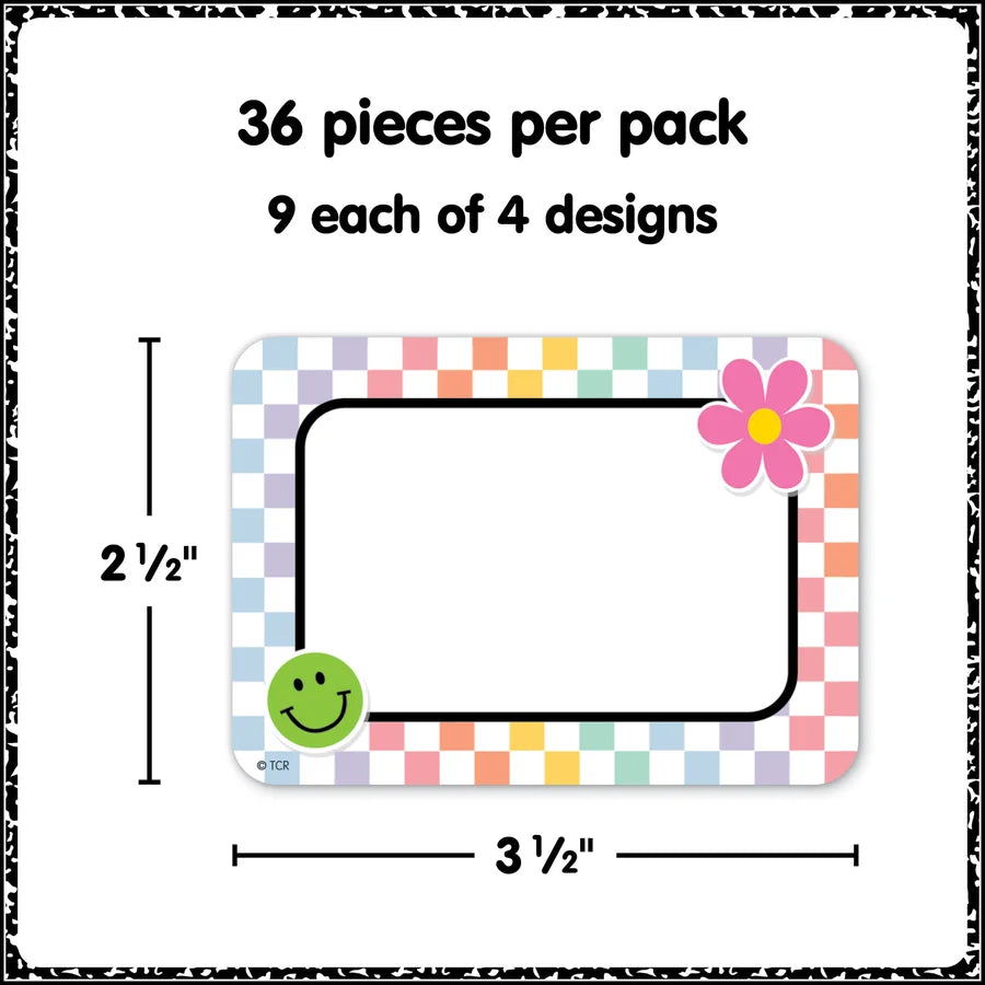 Cool for School Checkers Name Tags/Labels - Multi-Pack