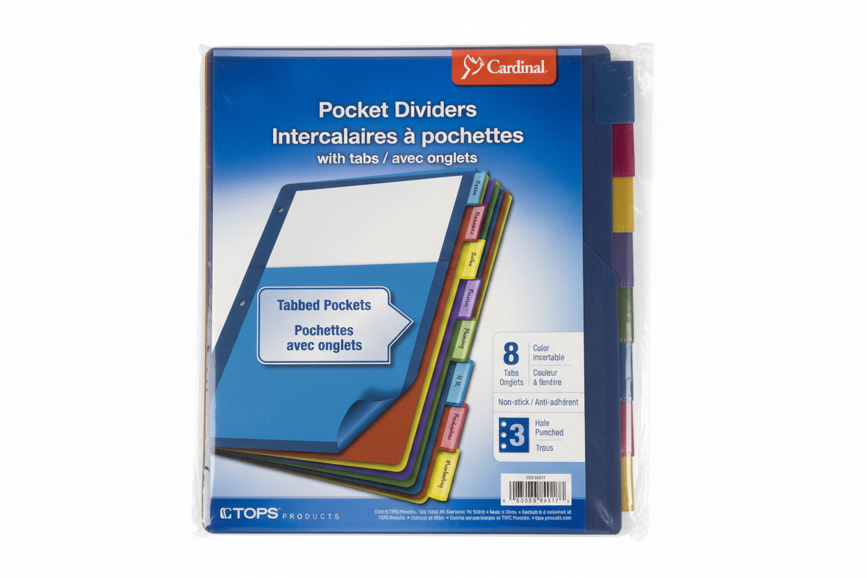 Plastic Pocket Index Divider | 8 Tab | Casst | Letter