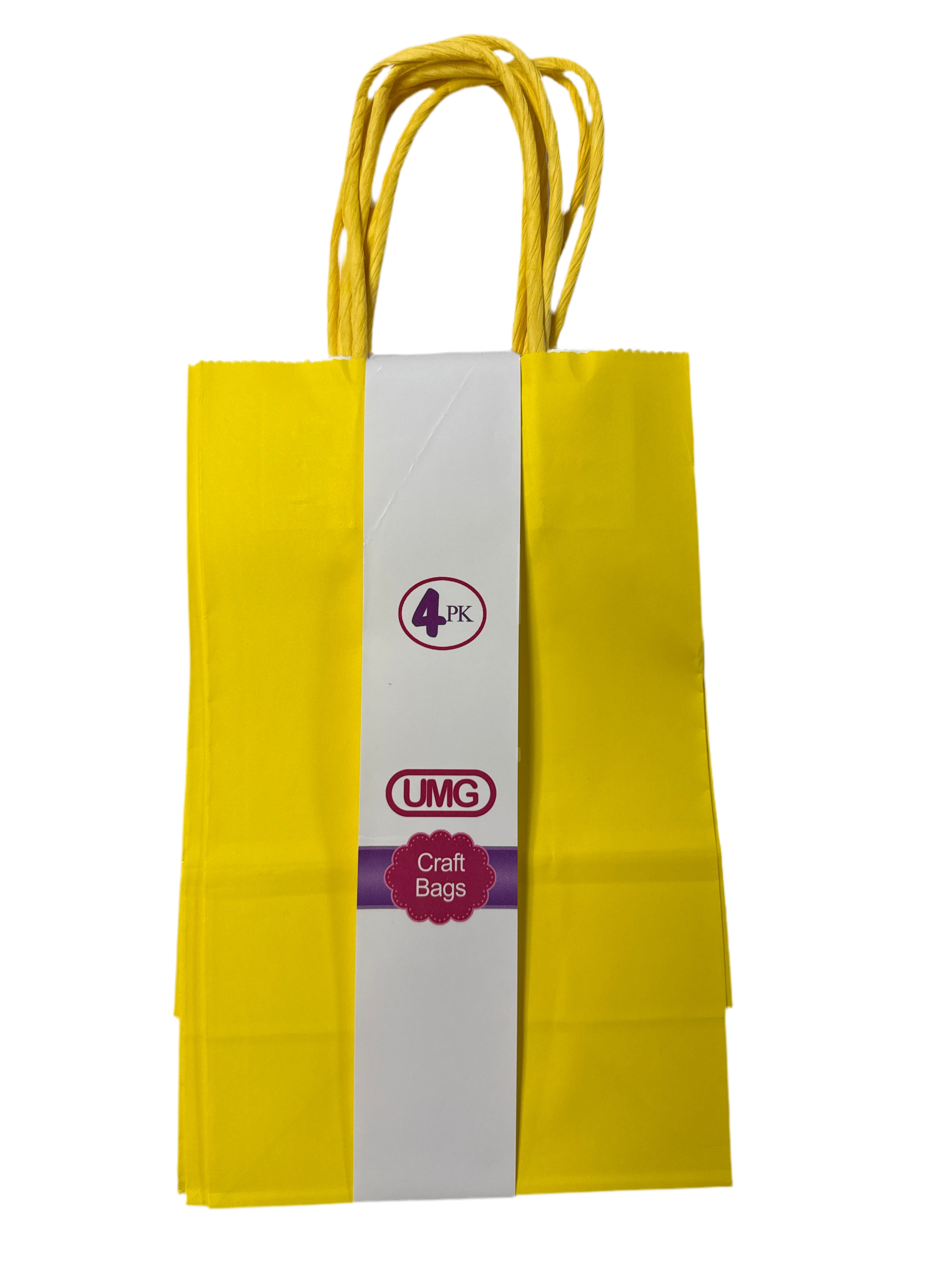 CRAFT BAG SMALL 13X8X21CM YELLOW 4PC