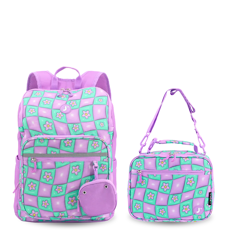 Junior Backpack With Lunch Box For School  | Puffy Flower