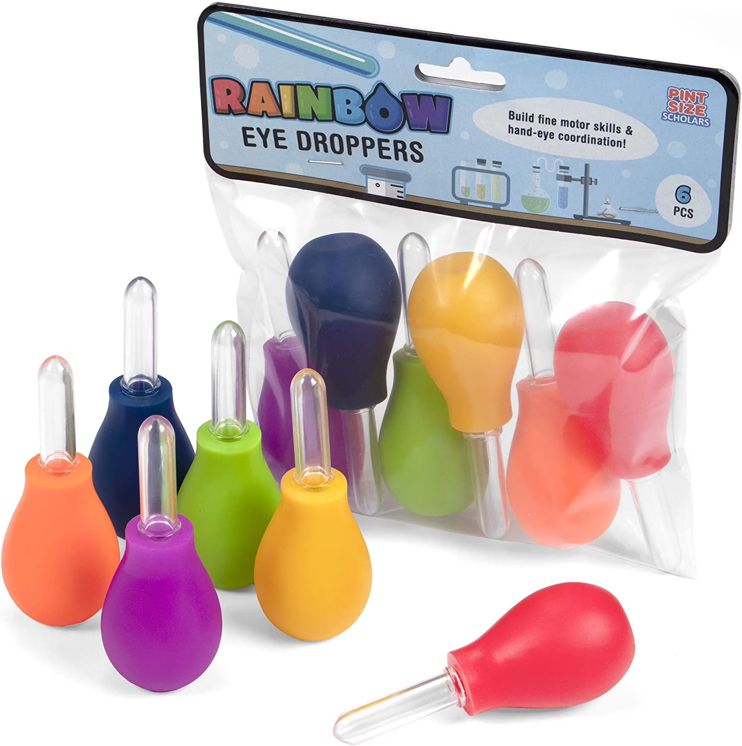 RAINBOW EYEDROPPERS 6PK