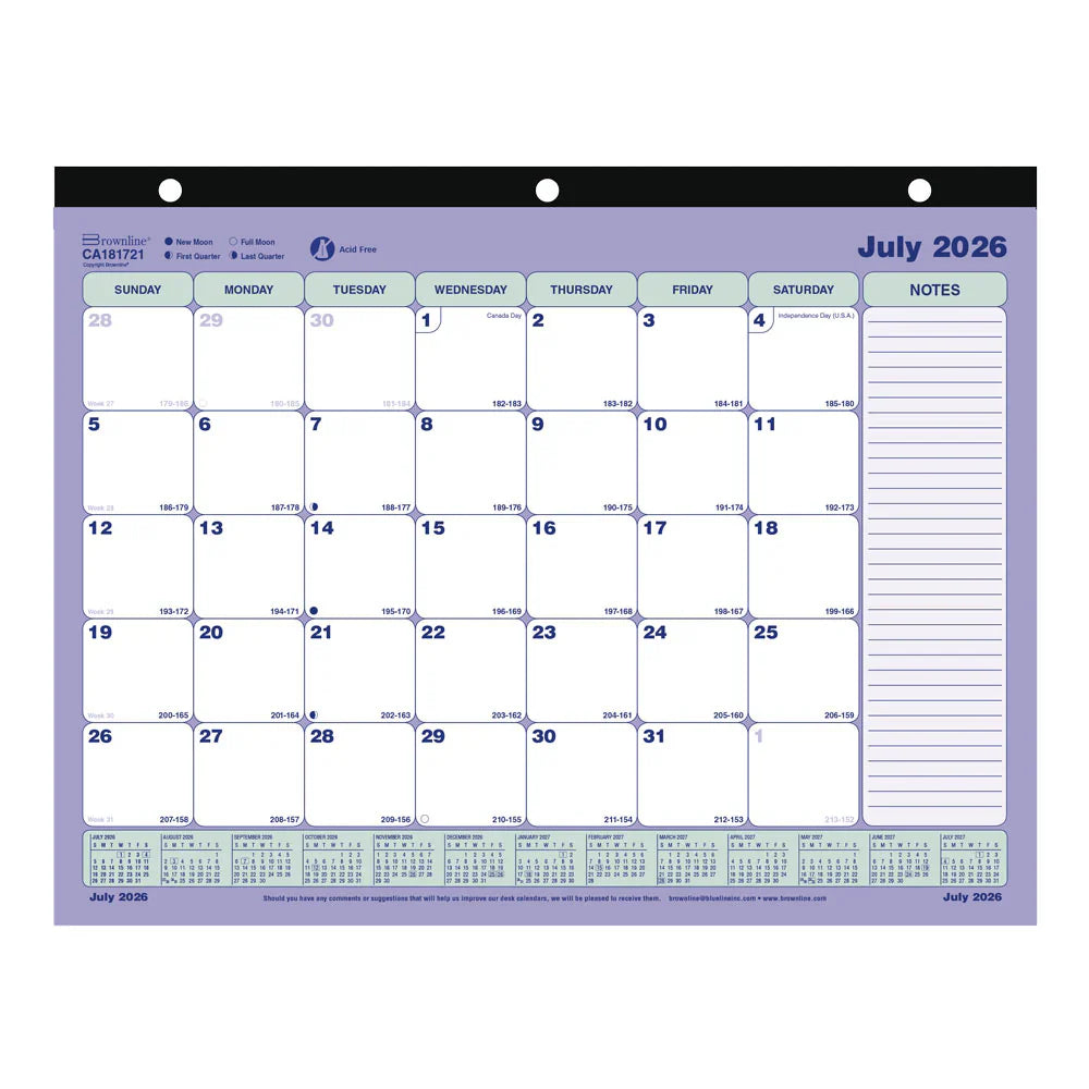 Academic Monthly Desk Pad Calendar Classic 11" x 8-1/2"