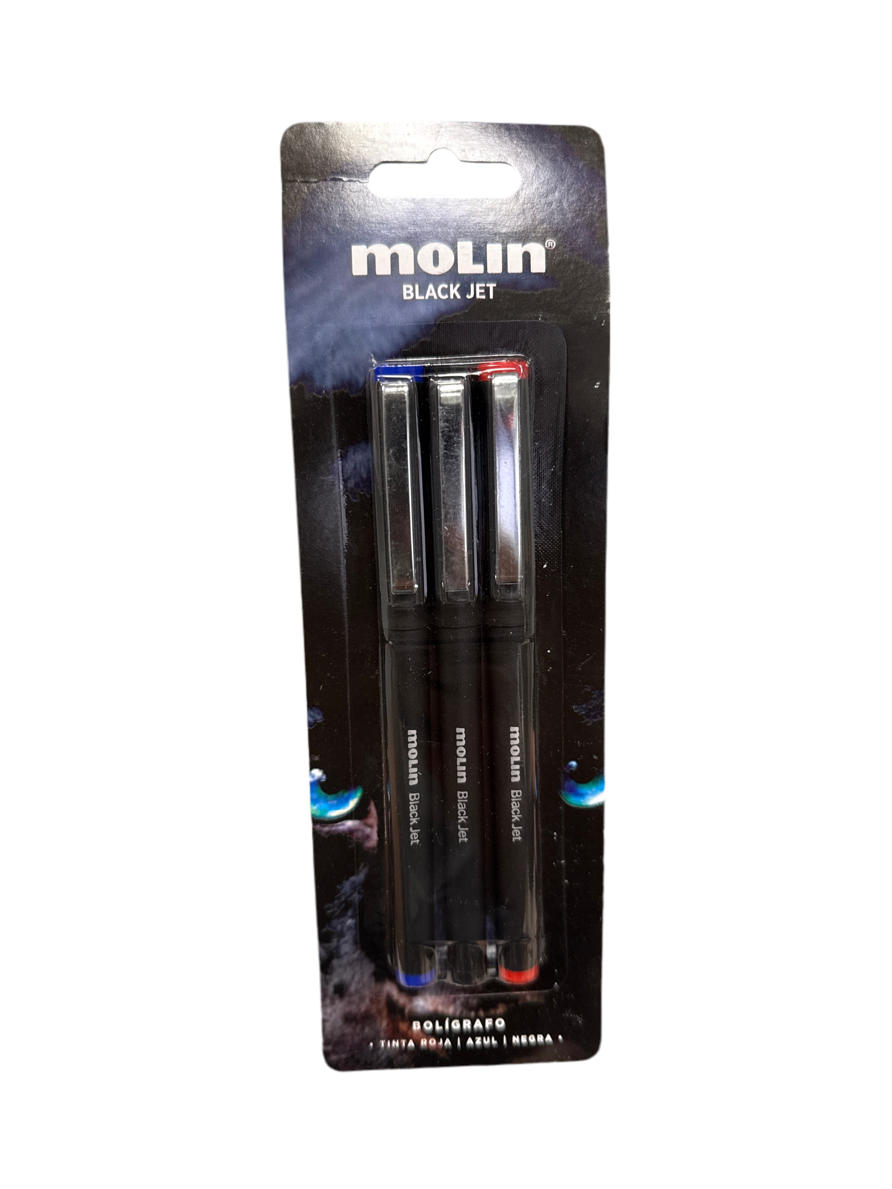 Boligrafo Black Jet Blister de 3pz. Surtidos Rojo,Negro y Azul