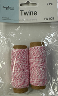 HEMP TWINE CORD ROLL PINK/WHITE 2 PC