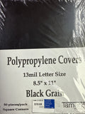COVER PLASTIC LEATHER GRAIN BLACK 13M 50 PC