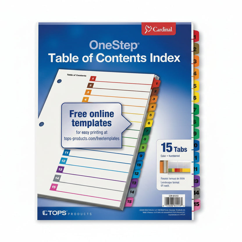 Printiable Index Divider | 15 Tab | Asst | Letter