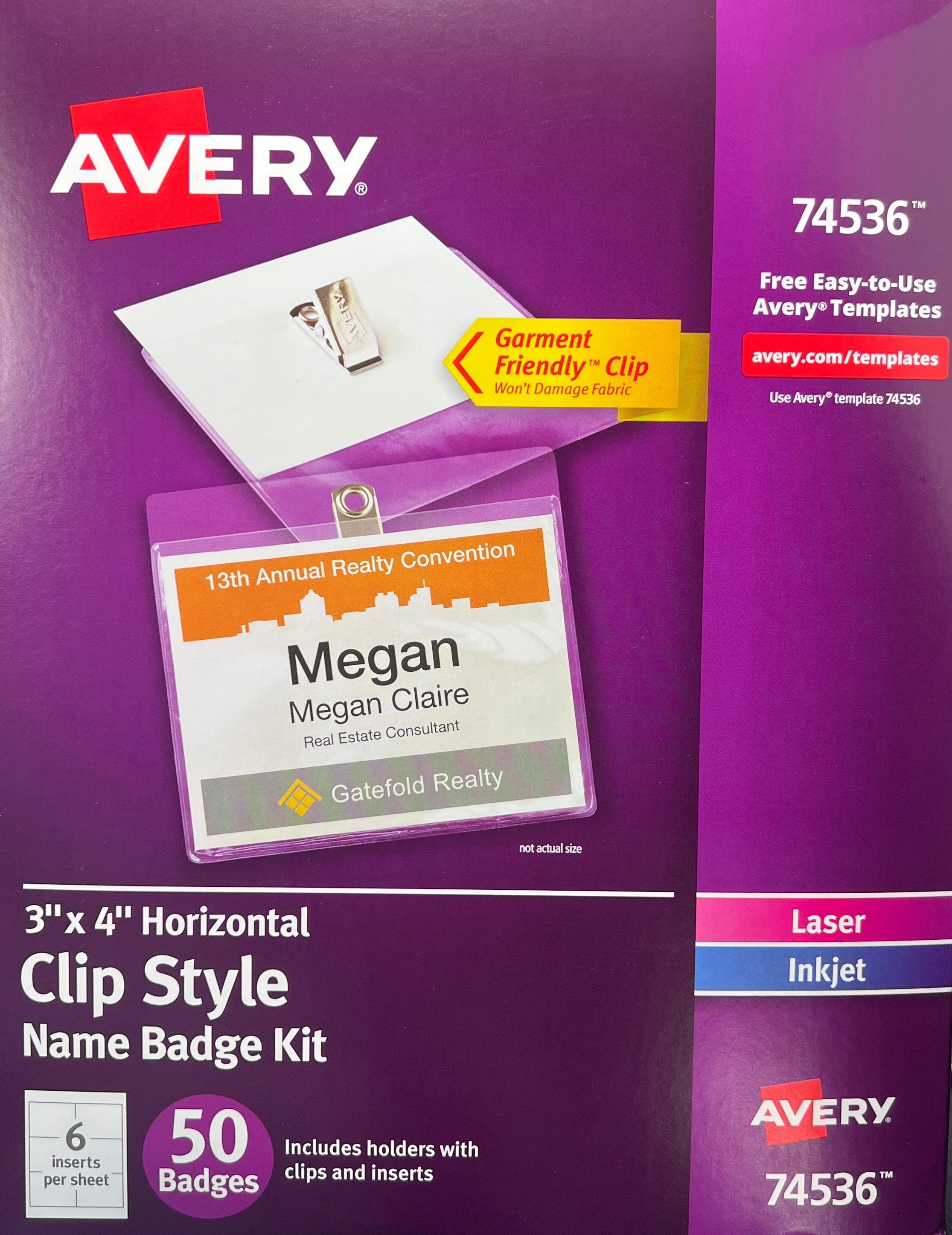 PVC CLIP NAME BADGE 3X4 50 PK