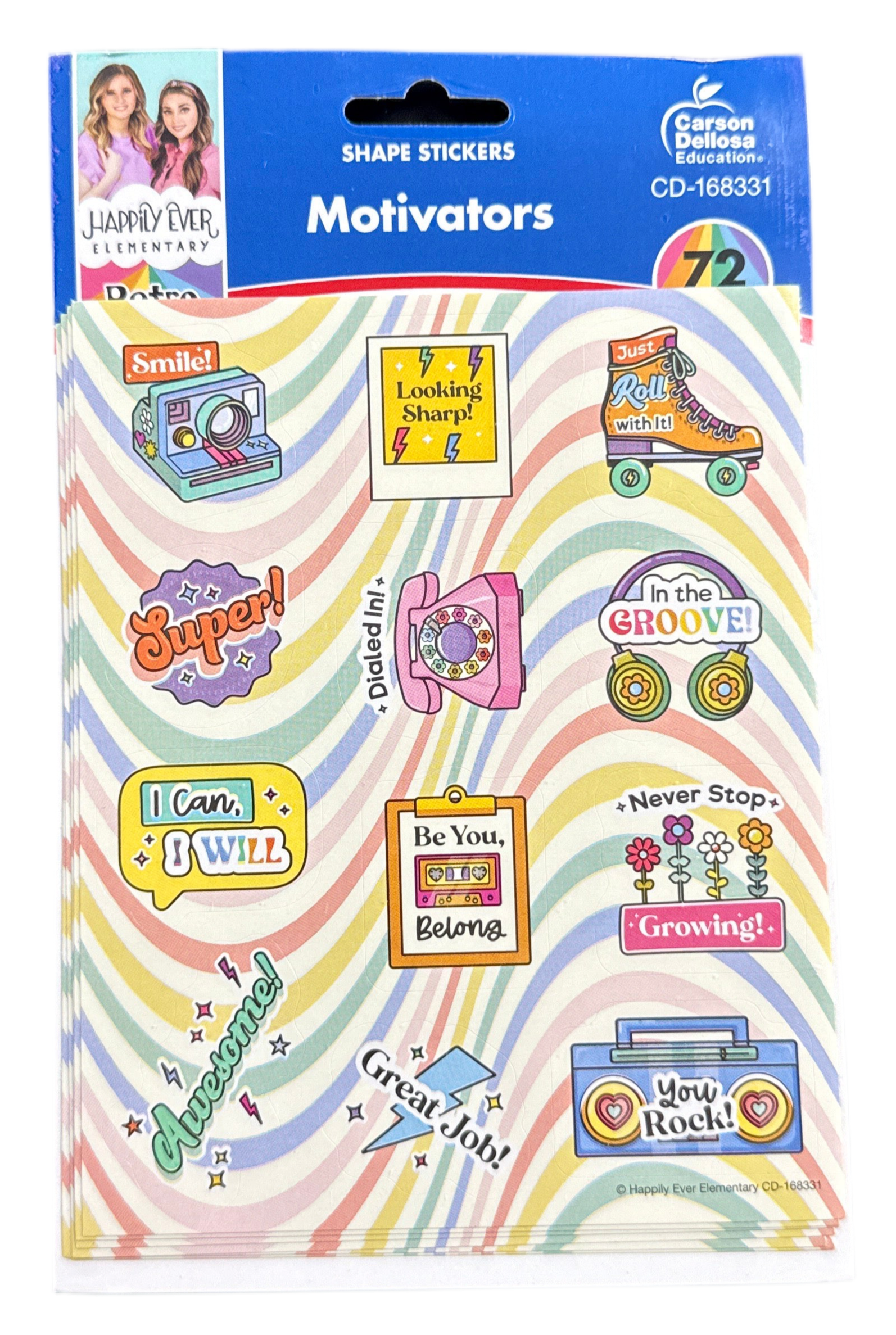 Retro Remix Motivational Stickers | 72 pcs