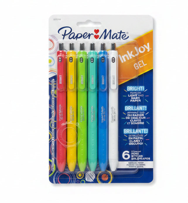 Paper Mate InkJoy Gel Bright! Gel Pens 0.7 mm medium Assorted Colors Pkg. 6