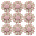 CANVA BURLAP ADHESIVE FLOWER 1.5" PINK NATURAL 9PC