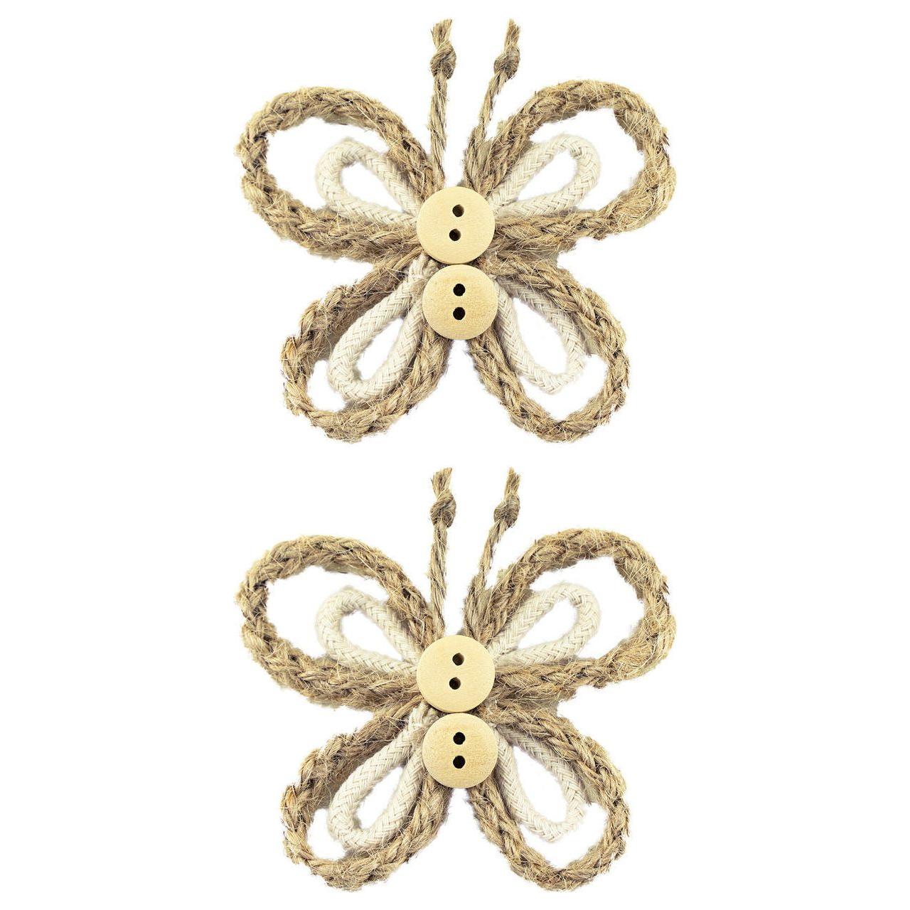 ADHESIVE BUTTERFLY,TWINE/ROPE 2.5'' 2 PC