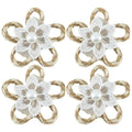 FABRIC ADHESIVE FLOWER W/CENTER PEARL 2'' 4 PC
