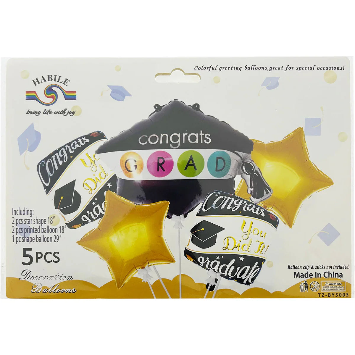 Graduation Balloons | 5pc | 29-18in | 73.66-45.72cm