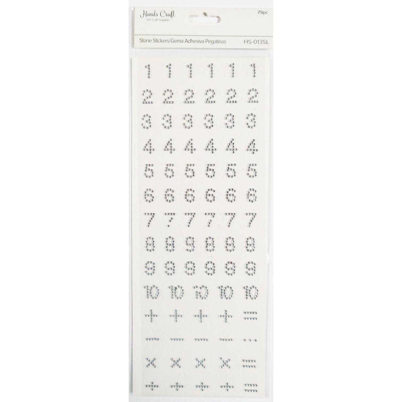 NUMBER STONE STICKER SILVER 79 PC