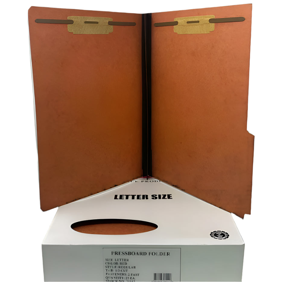 Pressboard Folder | 2 Fastener | Red | Legal | Box/25