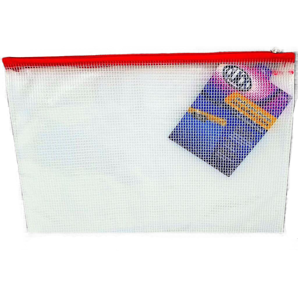 SOBRE PLASTICO MESH C/ZIPPER 12" X 8"