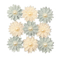 CANVAS BURLAP ADHESIVE FLOWER | BLUE AND WHITE