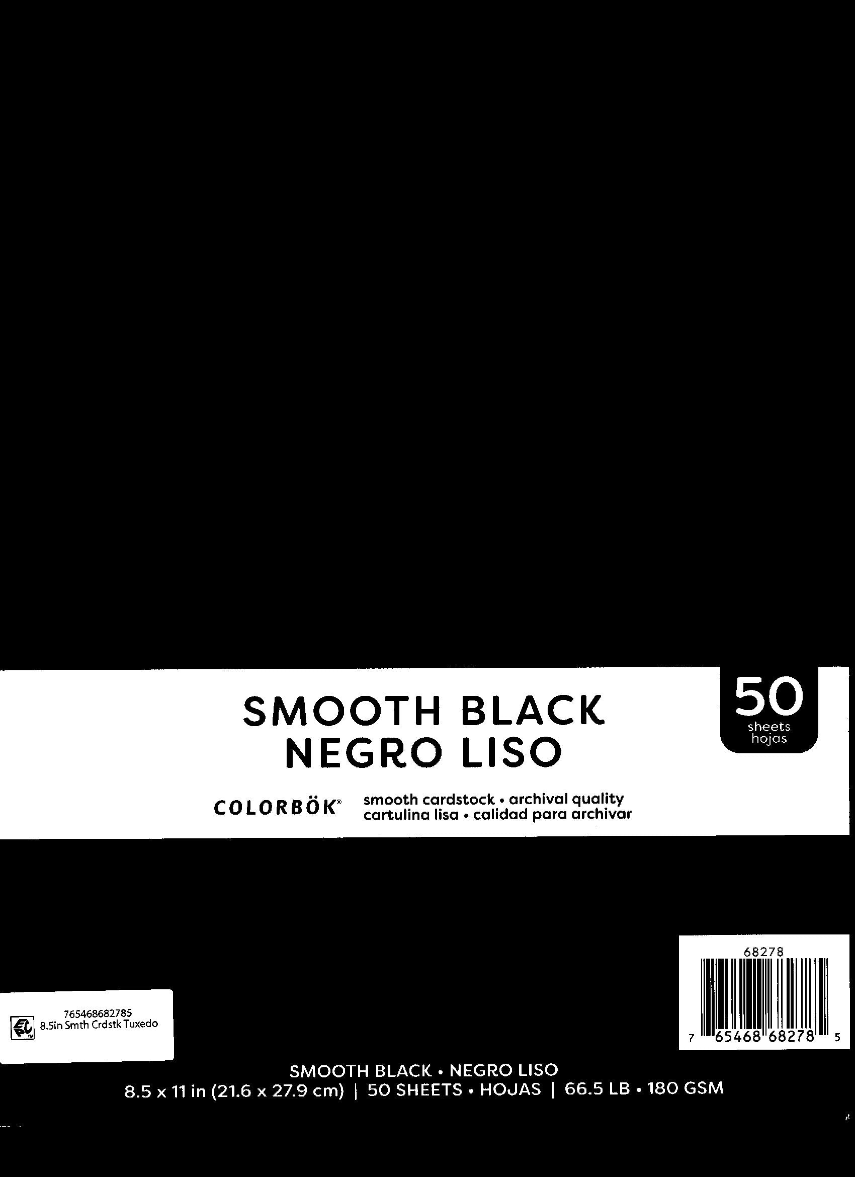 Smooth Black  Cardstock  8.5"X11" 50/Pk