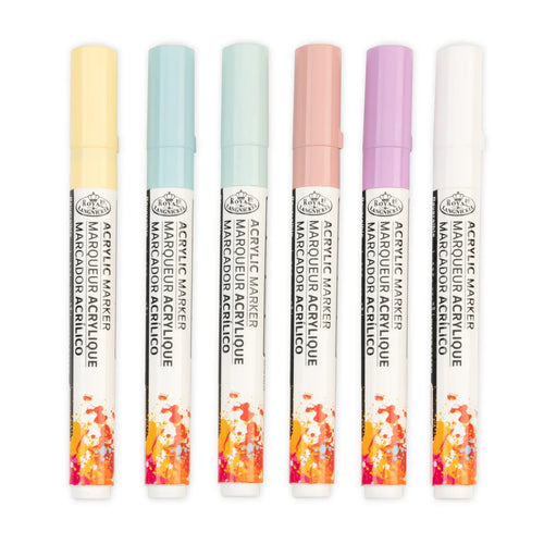Acrylic 2.0 mm Reversible Tip Pastel Markers Pkg. 6
