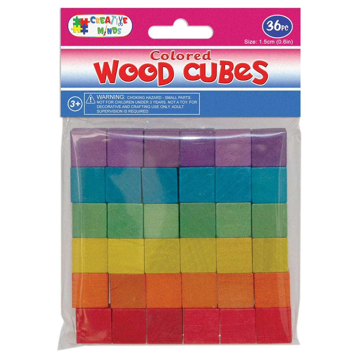Wood Craft Cubes Colors | 1.5CM | 36PC