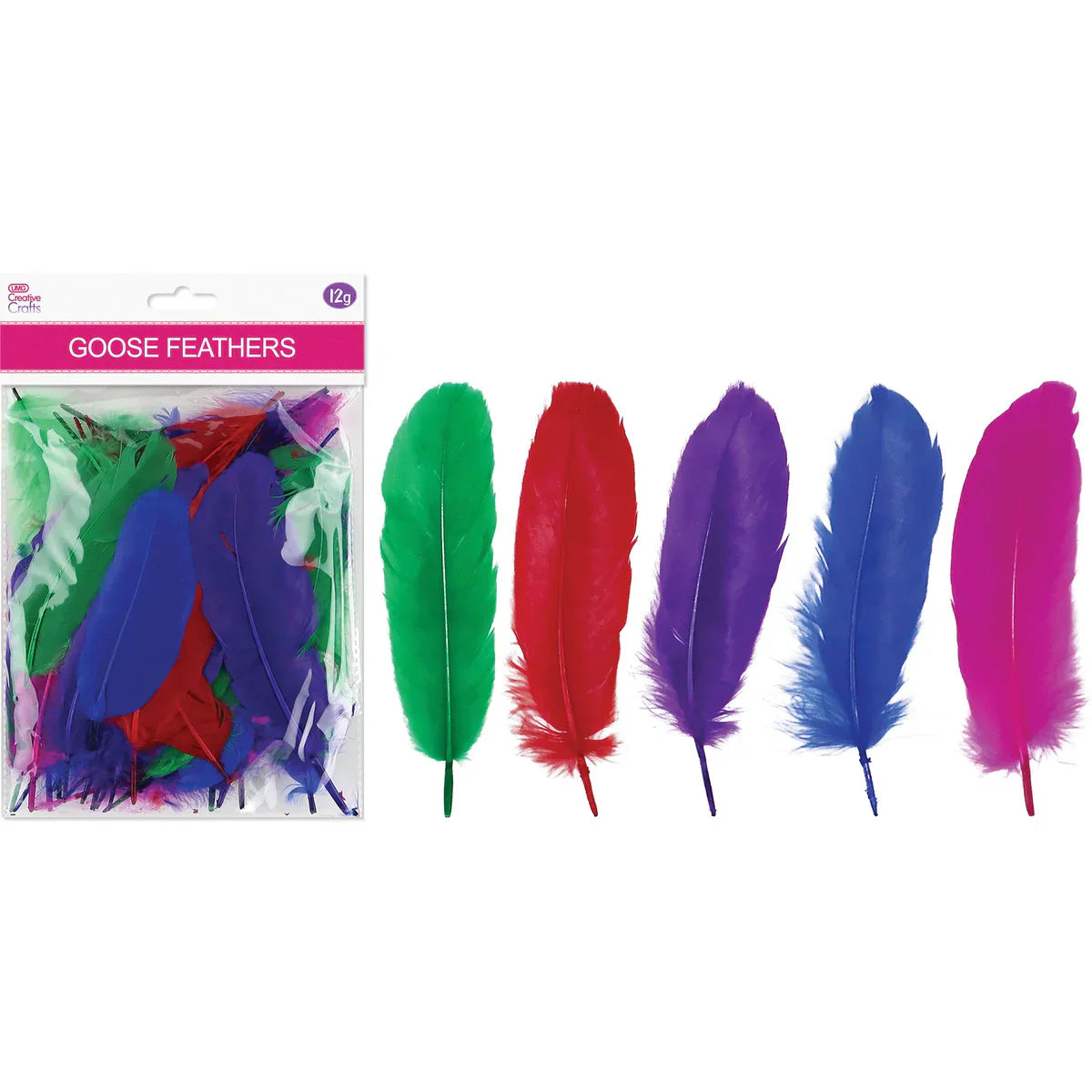 Goose Feathers | 3-5" | 12g | Mixed | Hot Colors