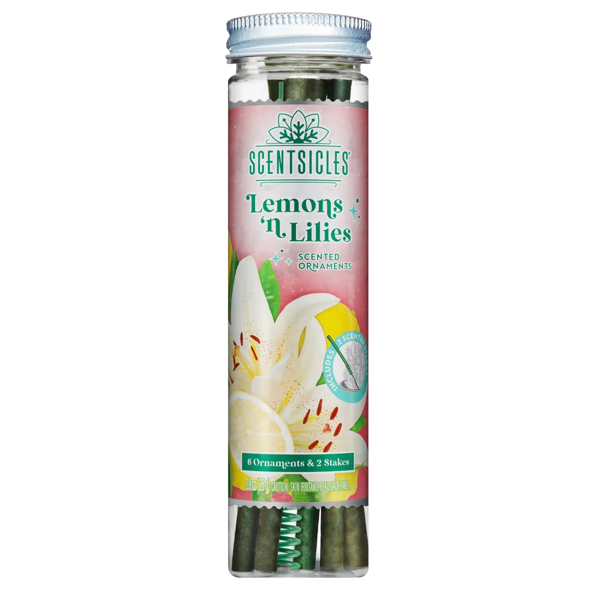 Scentscicles Scented Ornament Stick | Lemon’n Lilies | 6CT Bottle