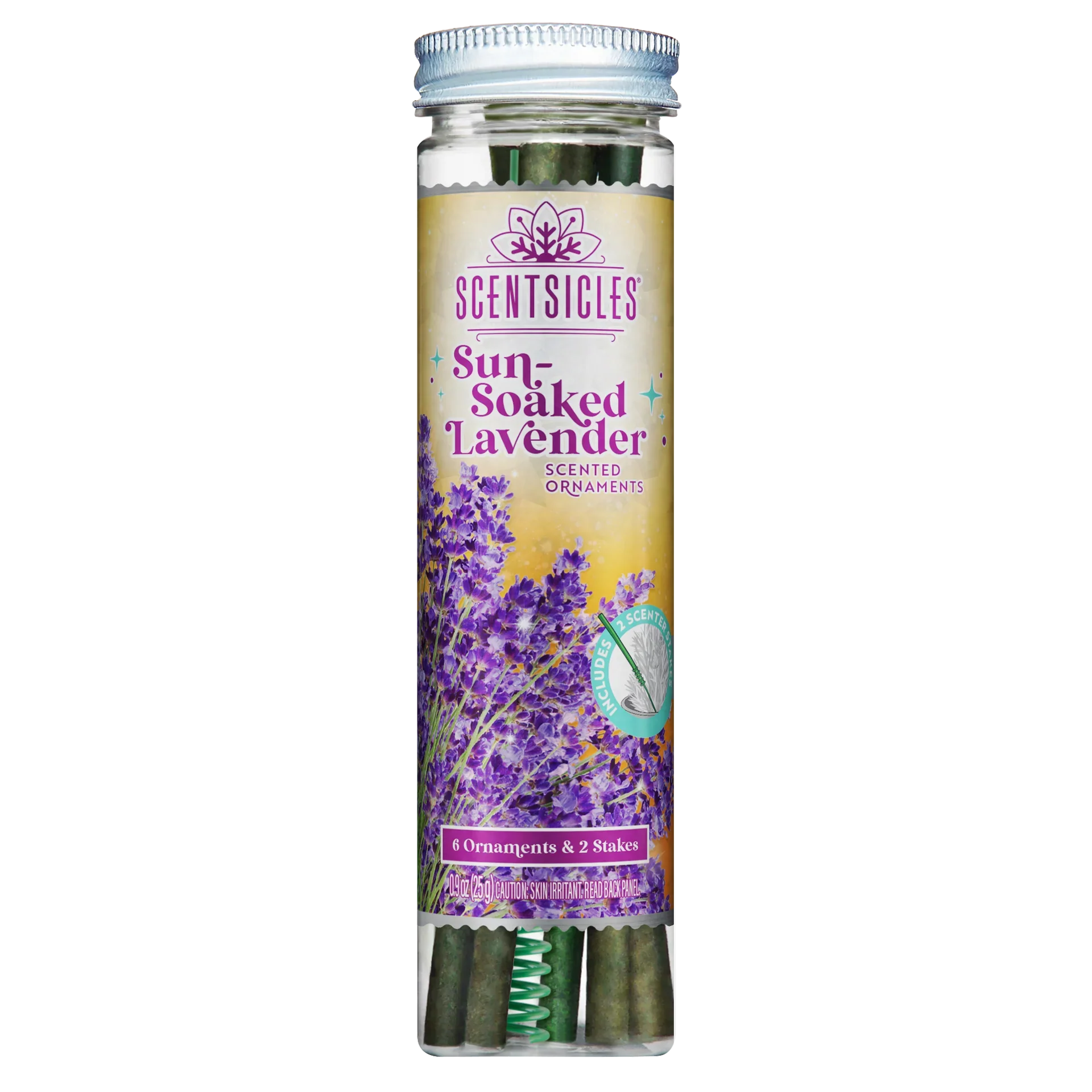 Scentscicles Scented Ornament Stick | Sun Soaked Lavender | 6CT Bottle