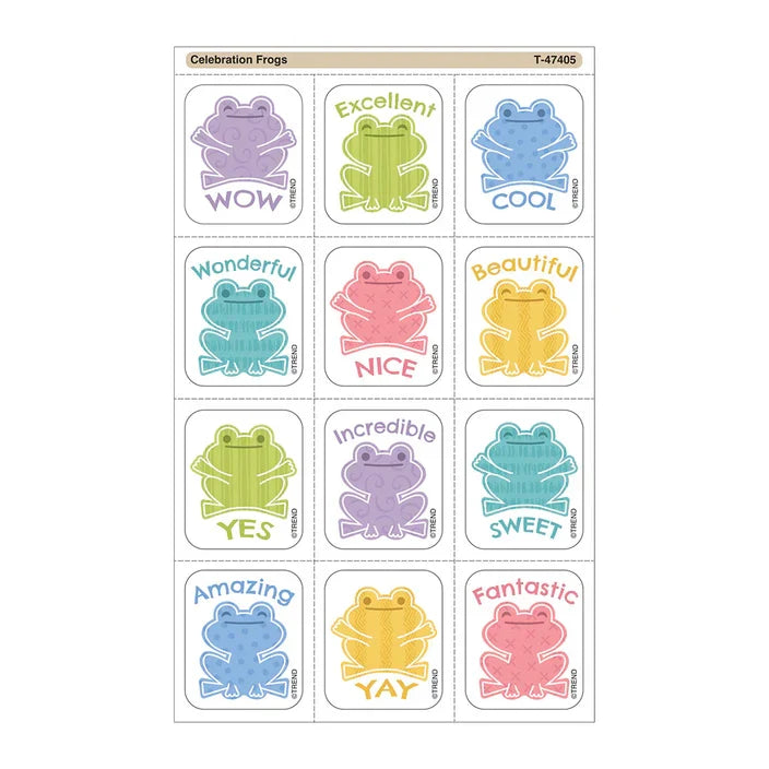 CELEBRATION FROGS TEAR & SHARE STICKERS 60PK