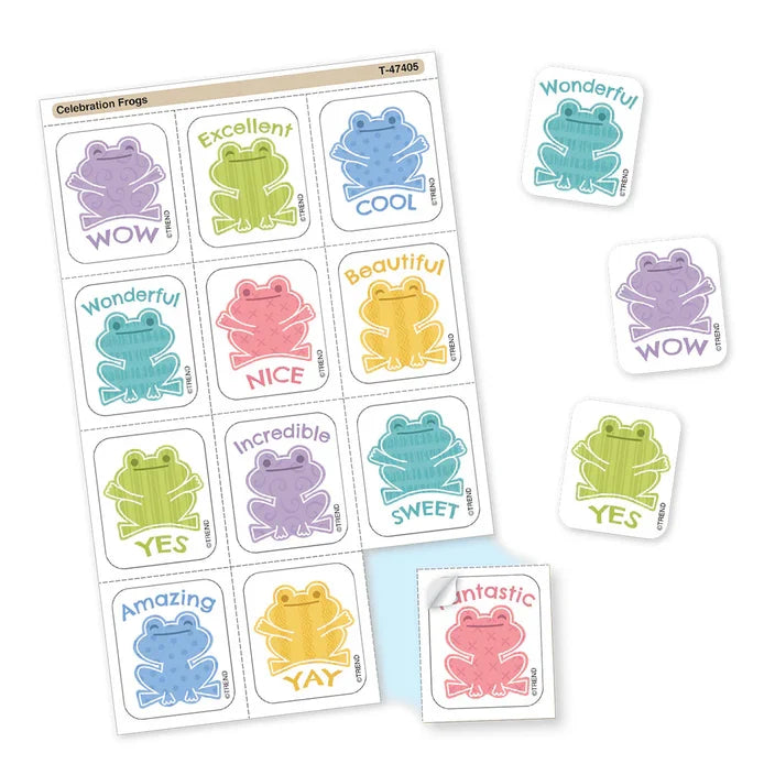 CELEBRATION FROGS TEAR & SHARE STICKERS 60PK