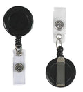 Retracting ID Card Reels, Black, Belt Clip with Snap-on ID Strap, 25/BX
