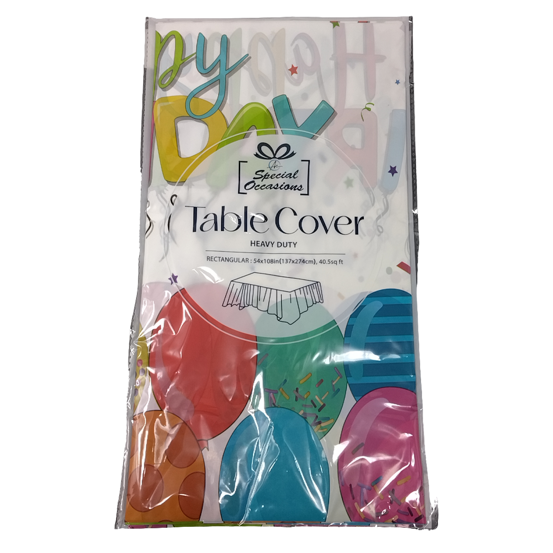RECTANGLE TABLE COVER - HAPPY BIRTHDAY 54X108IN