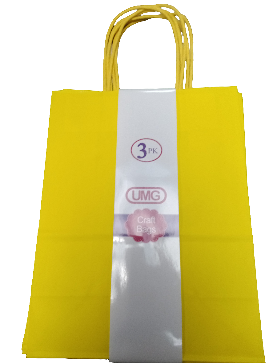 CRAFT BAG MEDIUM 19X10X25CM YELLOW 3PC