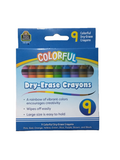 COLORFUL DRY-ERASE CRAYONS 9PCS