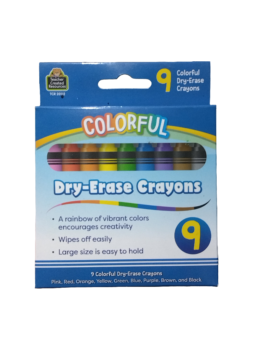 COLORFUL DRY-ERASE CRAYONS 9PCS